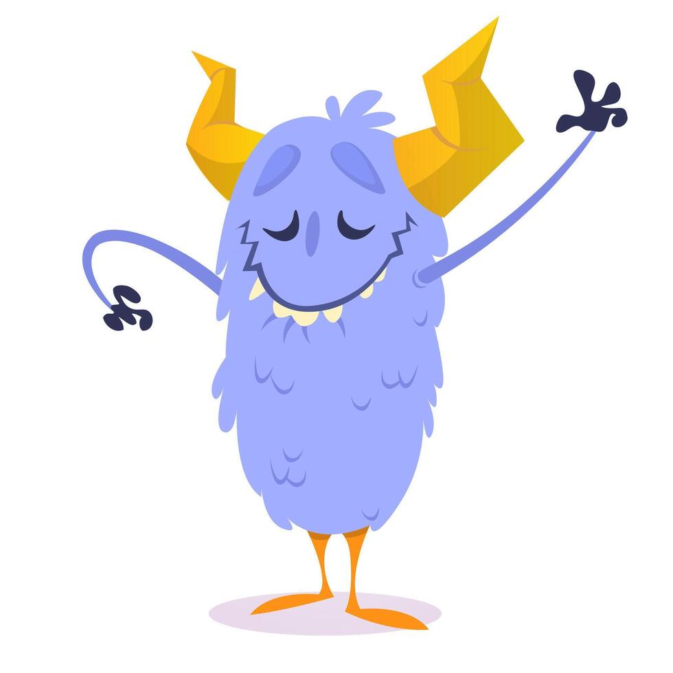 Funny cartoon monster character. Illustration of cute and happy alien creature for Halloween vector