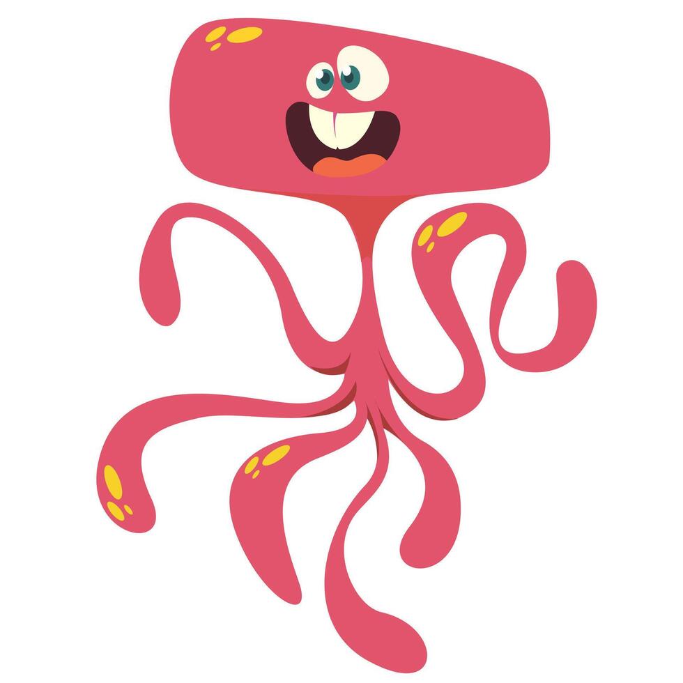 Funny cartoon monster character. Illustration of cute and happy alien creature for Halloween vector