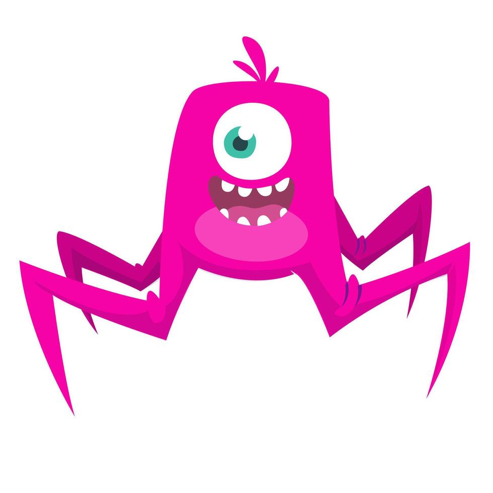 Funny cartoon monster character. Illustration of cute and happy alien creature for Halloween vector