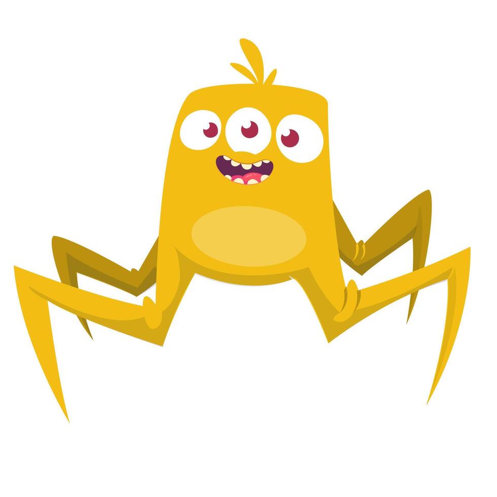 Funny cartoon monster character. Illustration of cute and happy alien creature for Halloween vector