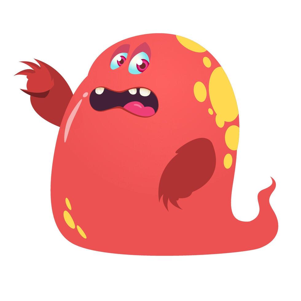 Funny cartoon monster character. Illustration of cute and happy alien creature for Halloween vector