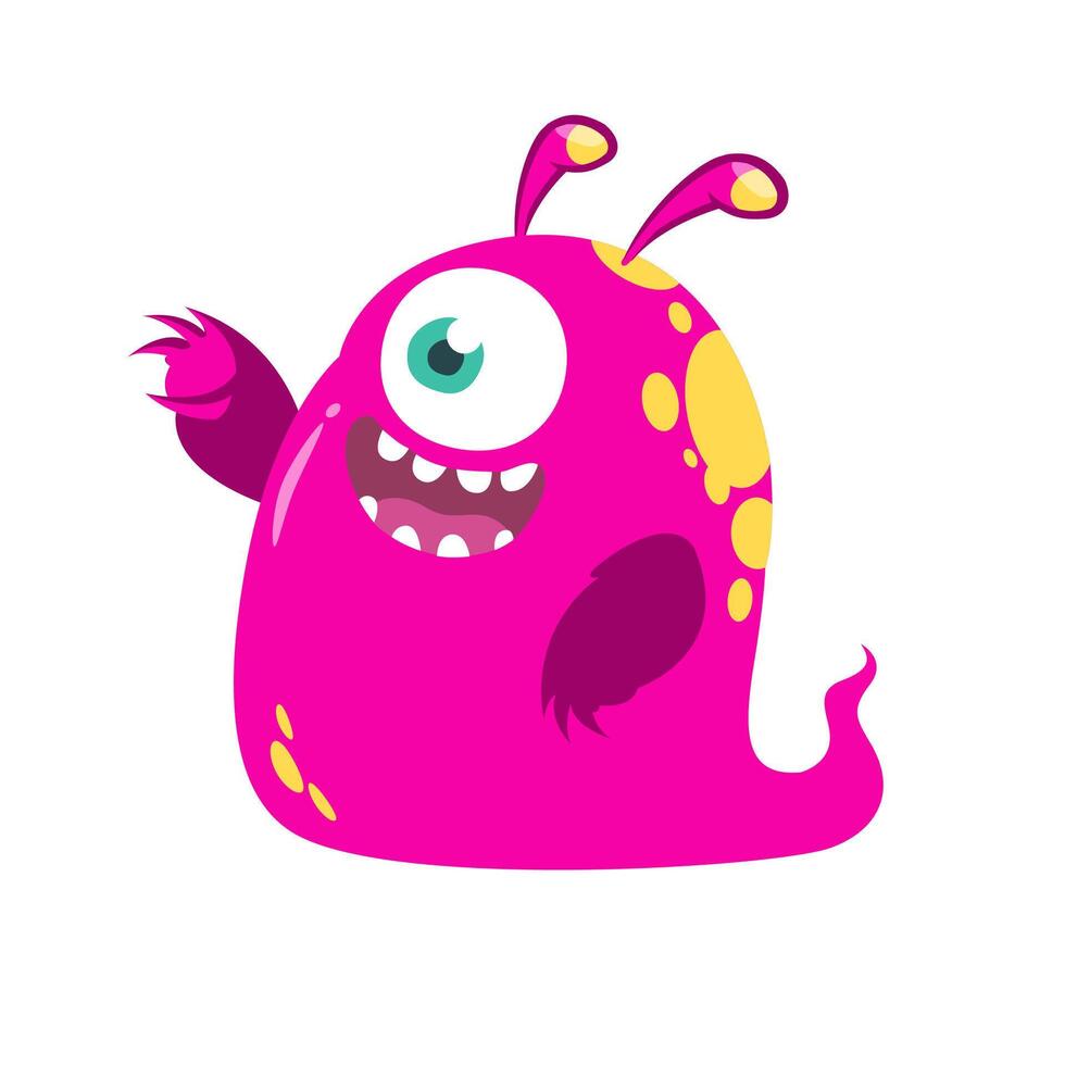 Funny cartoon monster character. Illustration of cute and happy alien creature for Halloween vector