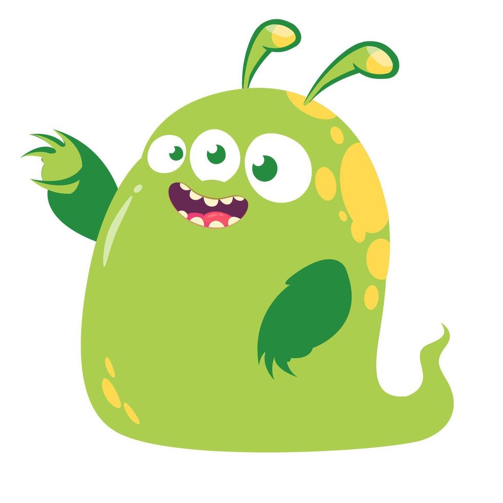 Funny cartoon monster character. Illustration of cute and happy alien creature for Halloween vector