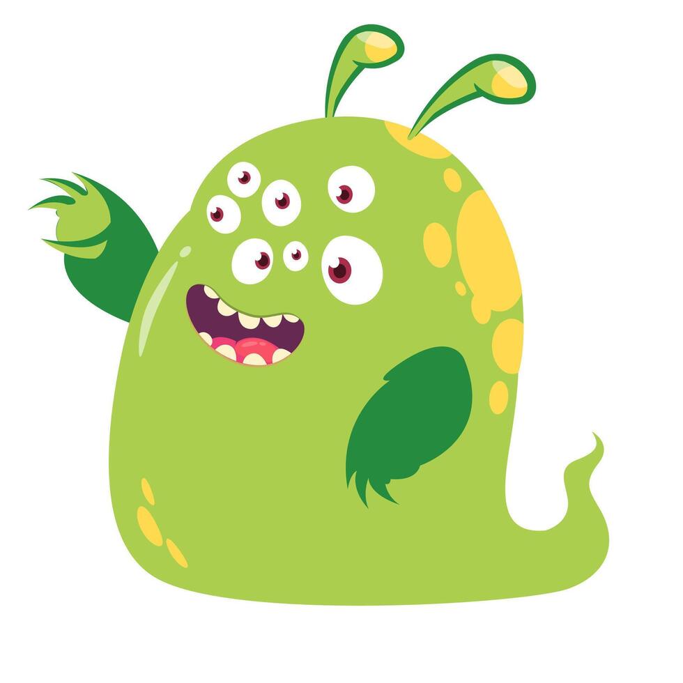 Funny cartoon monster character. Illustration of cute and happy alien creature for Halloween vector