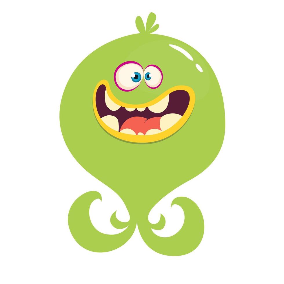 Funny cartoon monster character. Illustration of cute and happy alien creature for Halloween vector