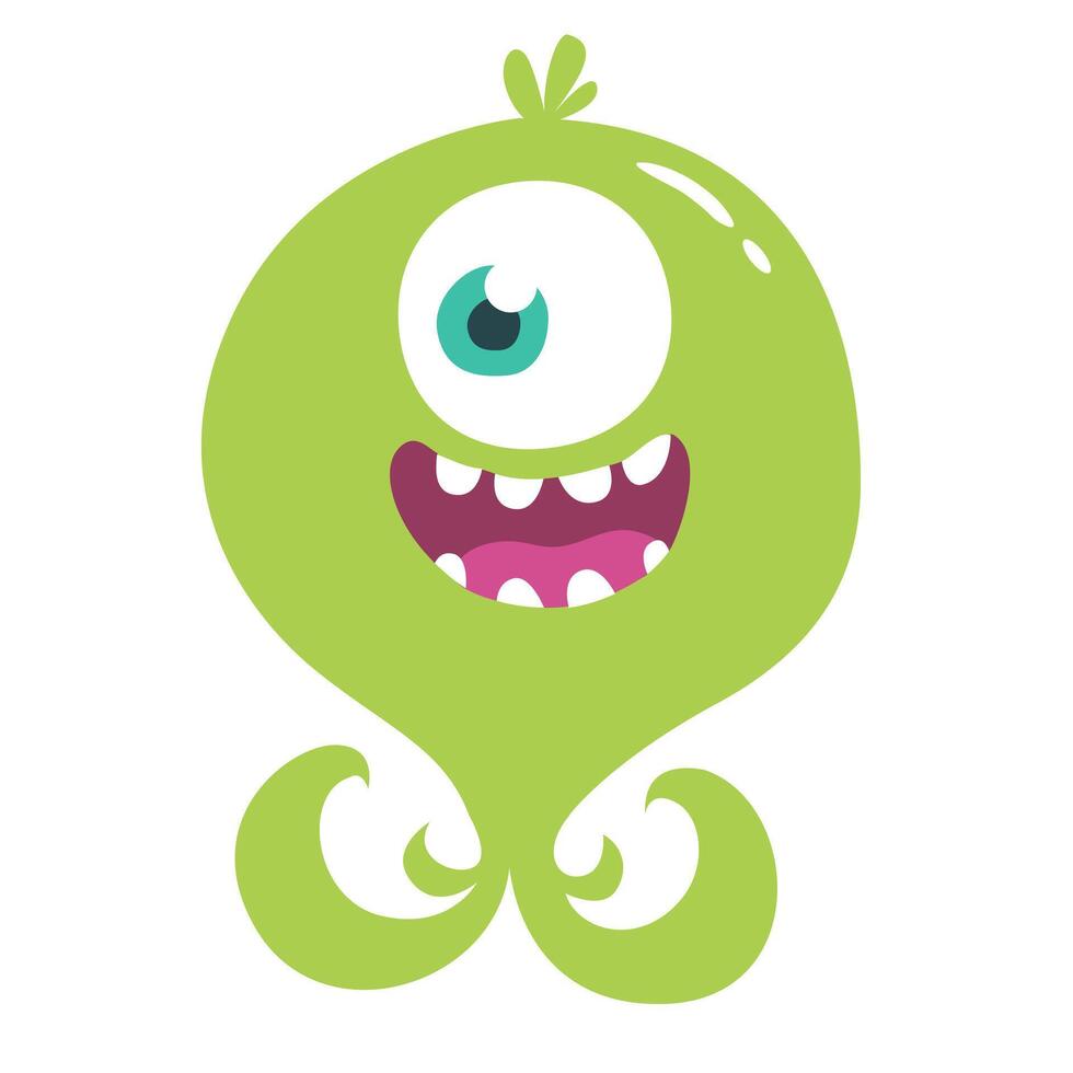 Funny cartoon monster character. Illustration of cute and happy alien creature for Halloween vector