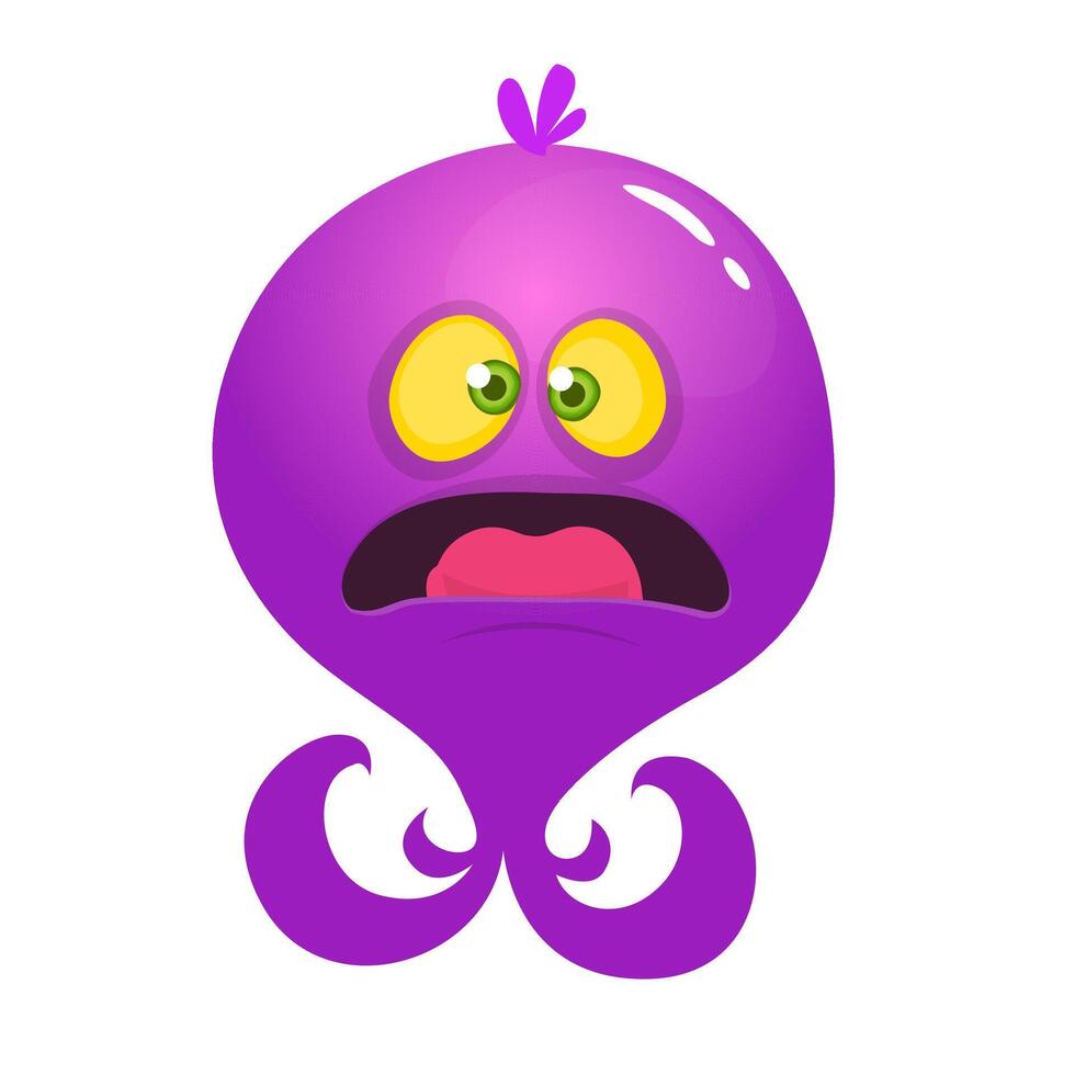 Funny cartoon monster character. Illustration of cute and happy alien creature for Halloween vector