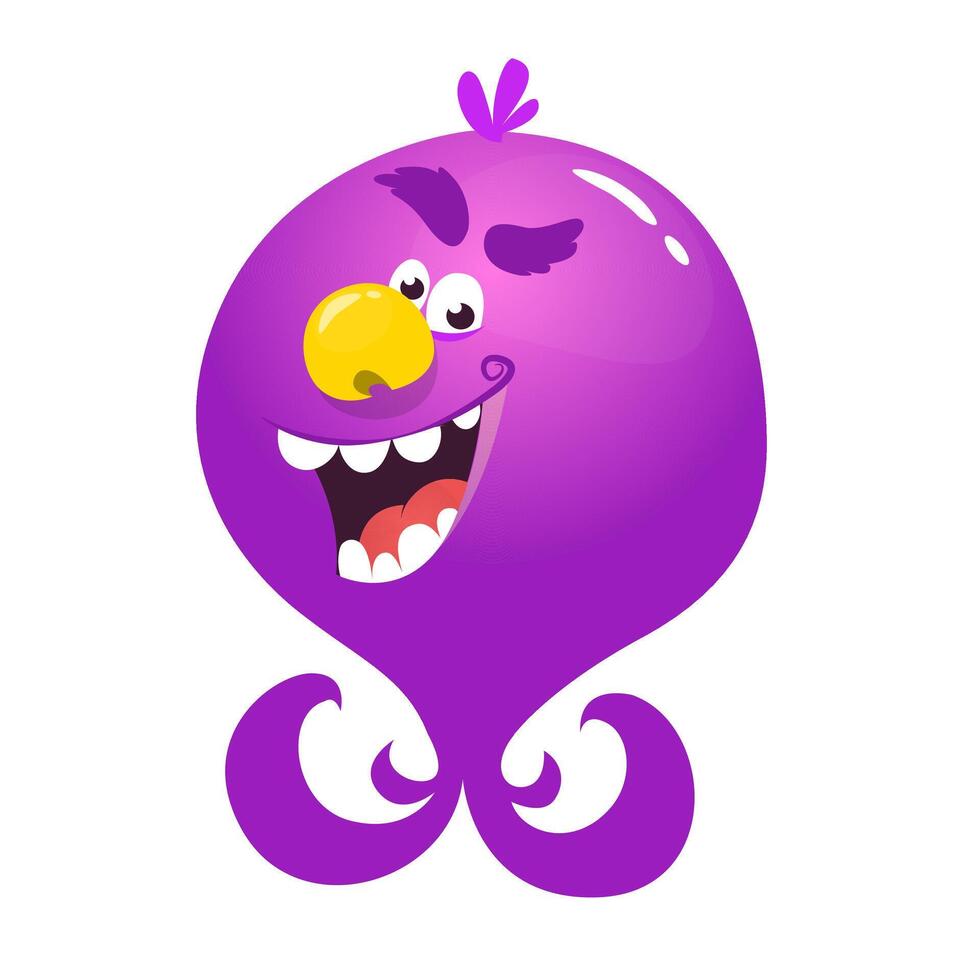 Funny cartoon monster character. Illustration of cute and happy alien creature for Halloween vector