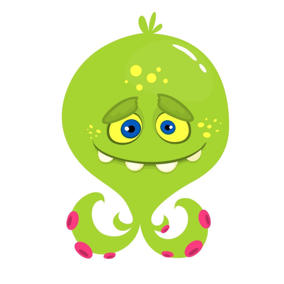 Funny cartoon monster character. Illustration of cute and happy alien creature for Halloween party decoration or package design. vector