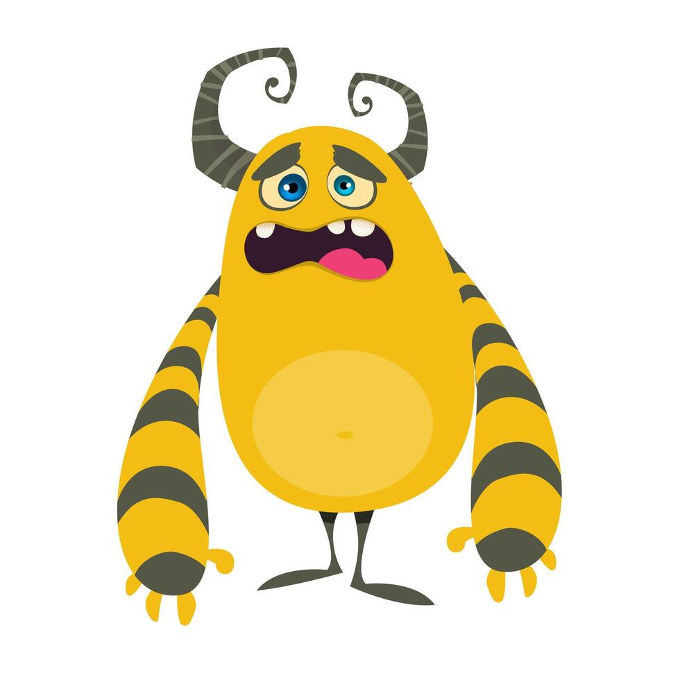 Funny cartoon monster character. Illustration of cute and happy alien creature for Halloween party decoration or package design. vector