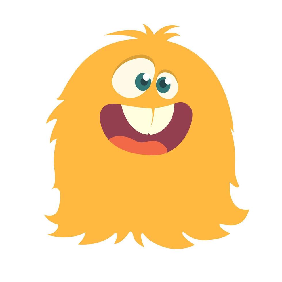 Funny cartoon monster character. Illustration of cute and happy alien creature for Halloween party decoration or package design. vector
