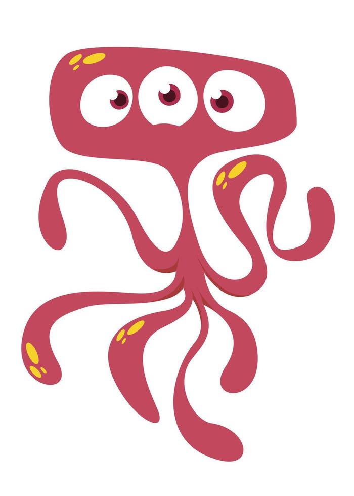 Funny cartoon monster character. Illustration of cute and happy alien creature for Halloween party decoration or package design. vector