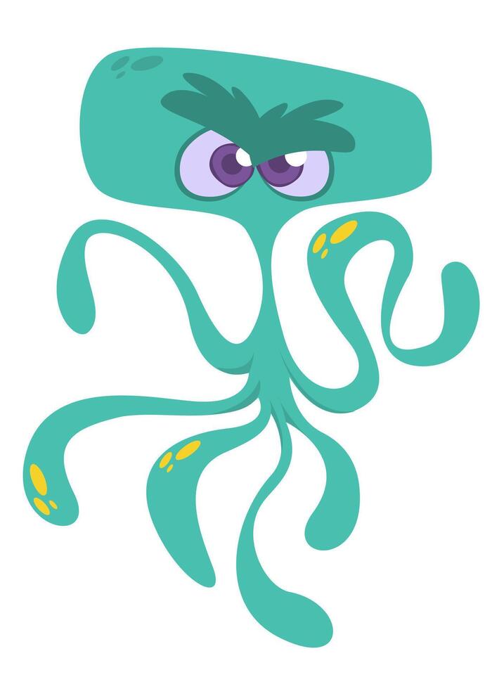 Funny cartoon monster character. Illustration of cute and happy alien creature for Halloween party decoration or package design. vector