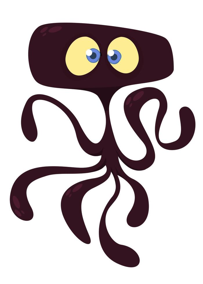 Funny cartoon monster character. Illustration of cute and happy alien creature for Halloween party decoration or package design. vector