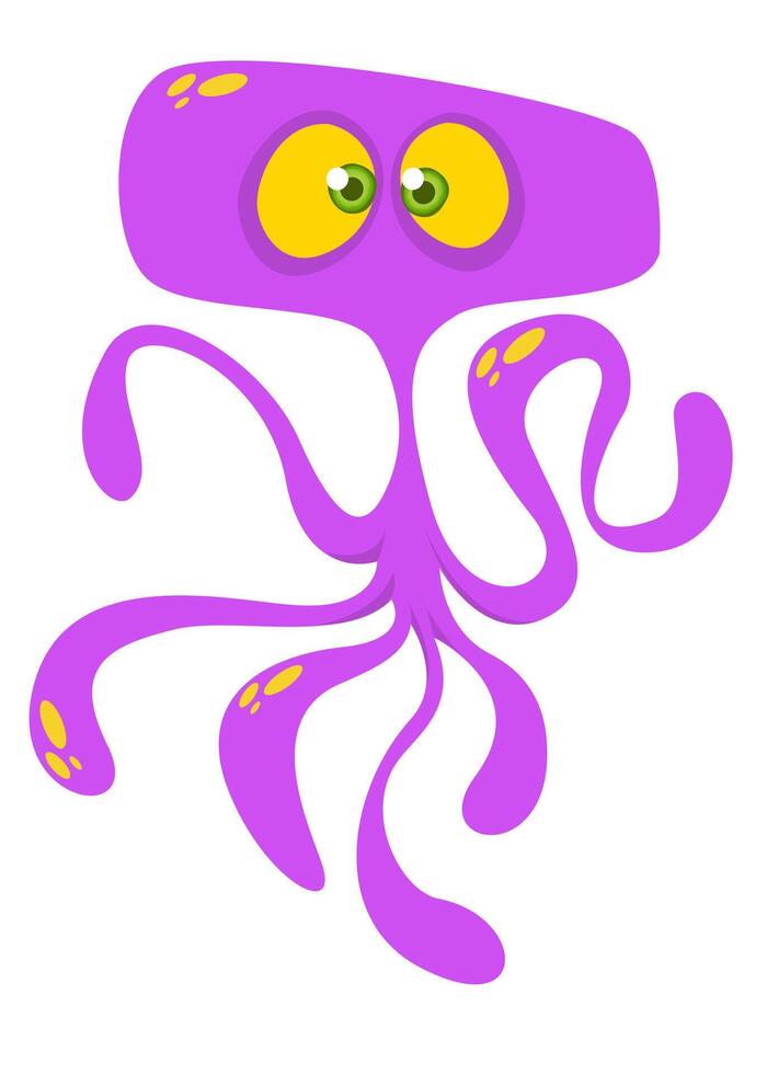 Funny cartoon monster character. Illustration of cute and happy alien creature for Halloween party decoration or package design. vector