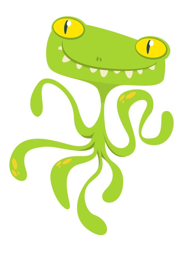 Funny cartoon monster character. Illustration of cute and happy alien creature for Halloween party decoration or package design. vector