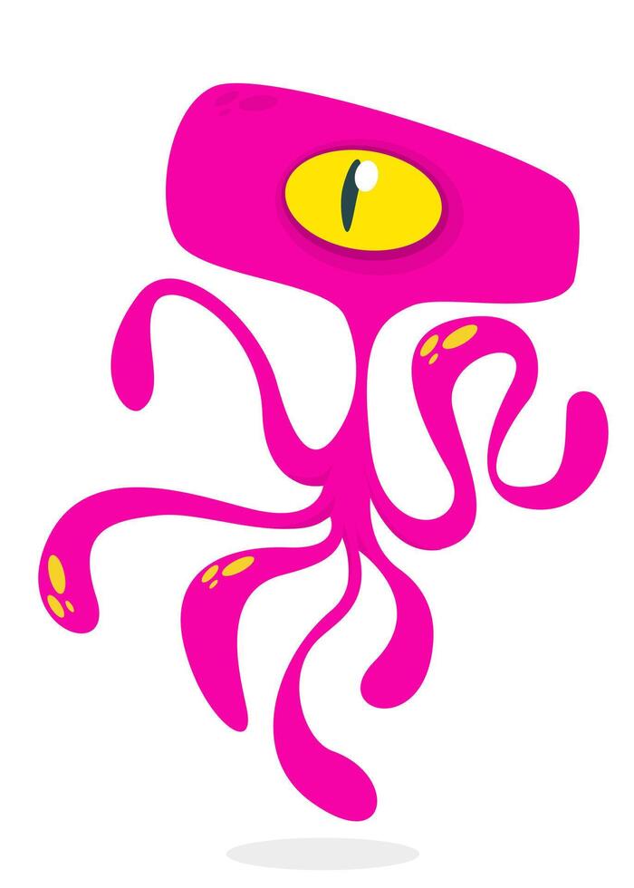 Funny cartoon monster character. Illustration of cute and happy alien creature for Halloween party decoration or package design. vector