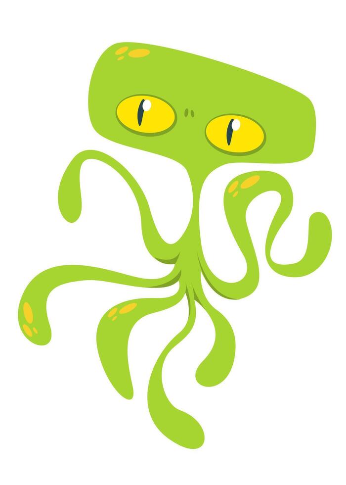 Funny cartoon monster character. Illustration of cute and happy alien creature for Halloween party decoration or package design. vector