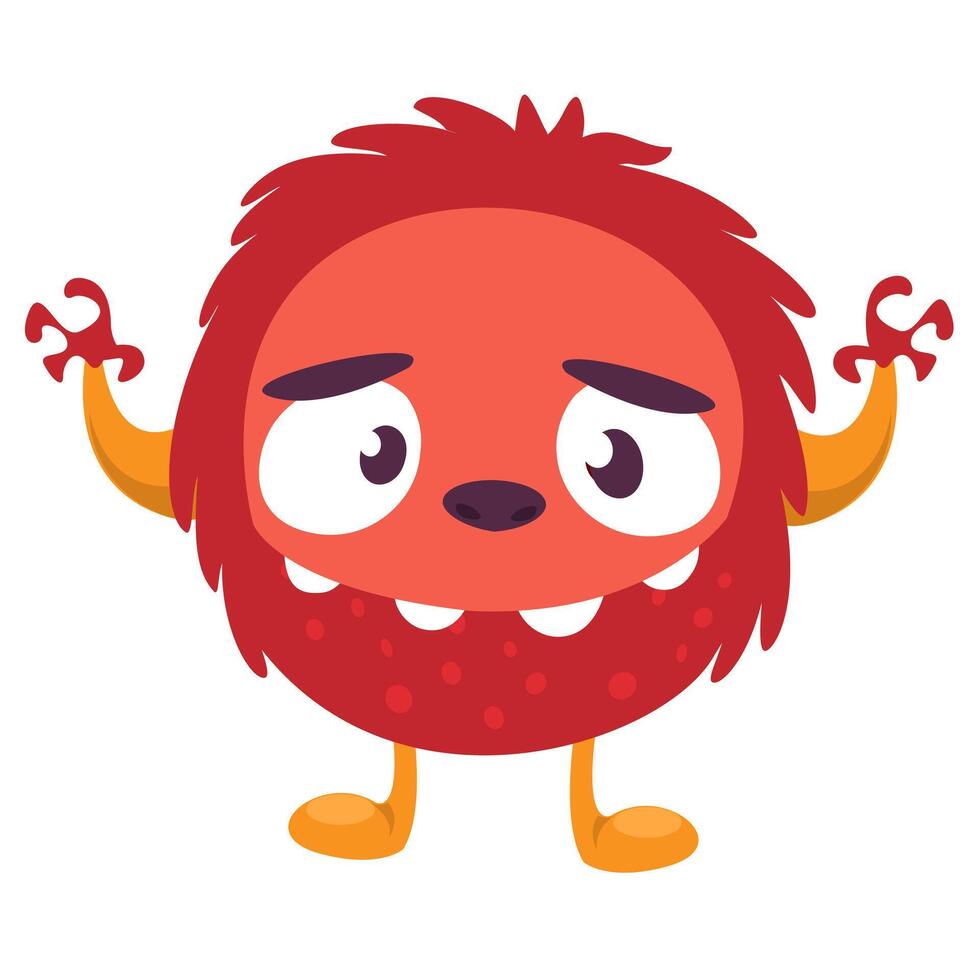 Funny cartoon monster character. Illustration of cute and happy alien creature for Halloween party decoration or package design. vector