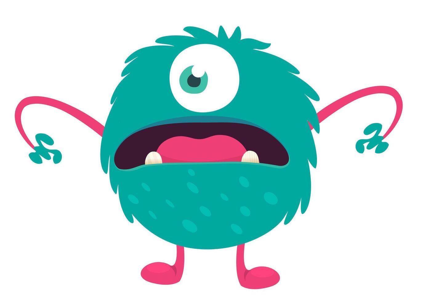 Funny cartoon monster character. Illustration of cute and happy alien creature for Halloween party decoration or package design. vector