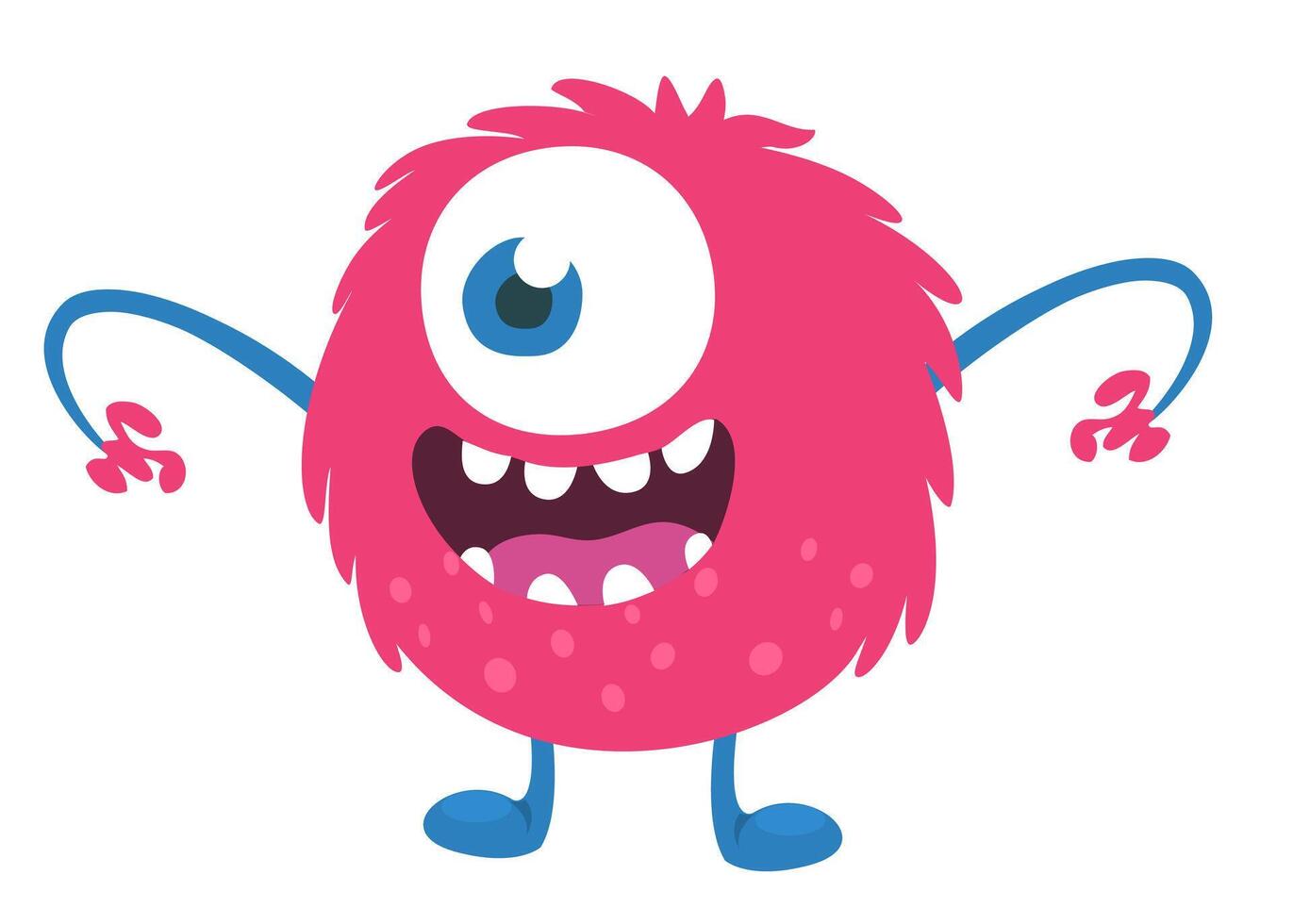 Funny cartoon monster character. Illustration of cute and happy alien creature for Halloween party decoration or package design. vector