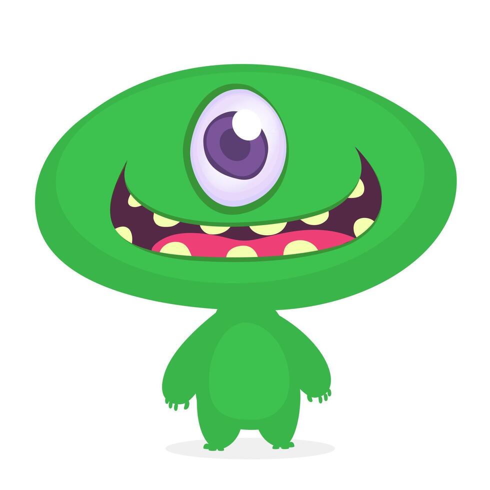 Funny cartoon monster character. Illustration of cute and happy alien creature for Halloween party decoration or package design vector