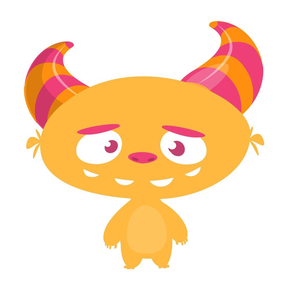 Funny cartoon monster character. Illustration of cute and happy alien creature for Halloween party decoration or package design vector