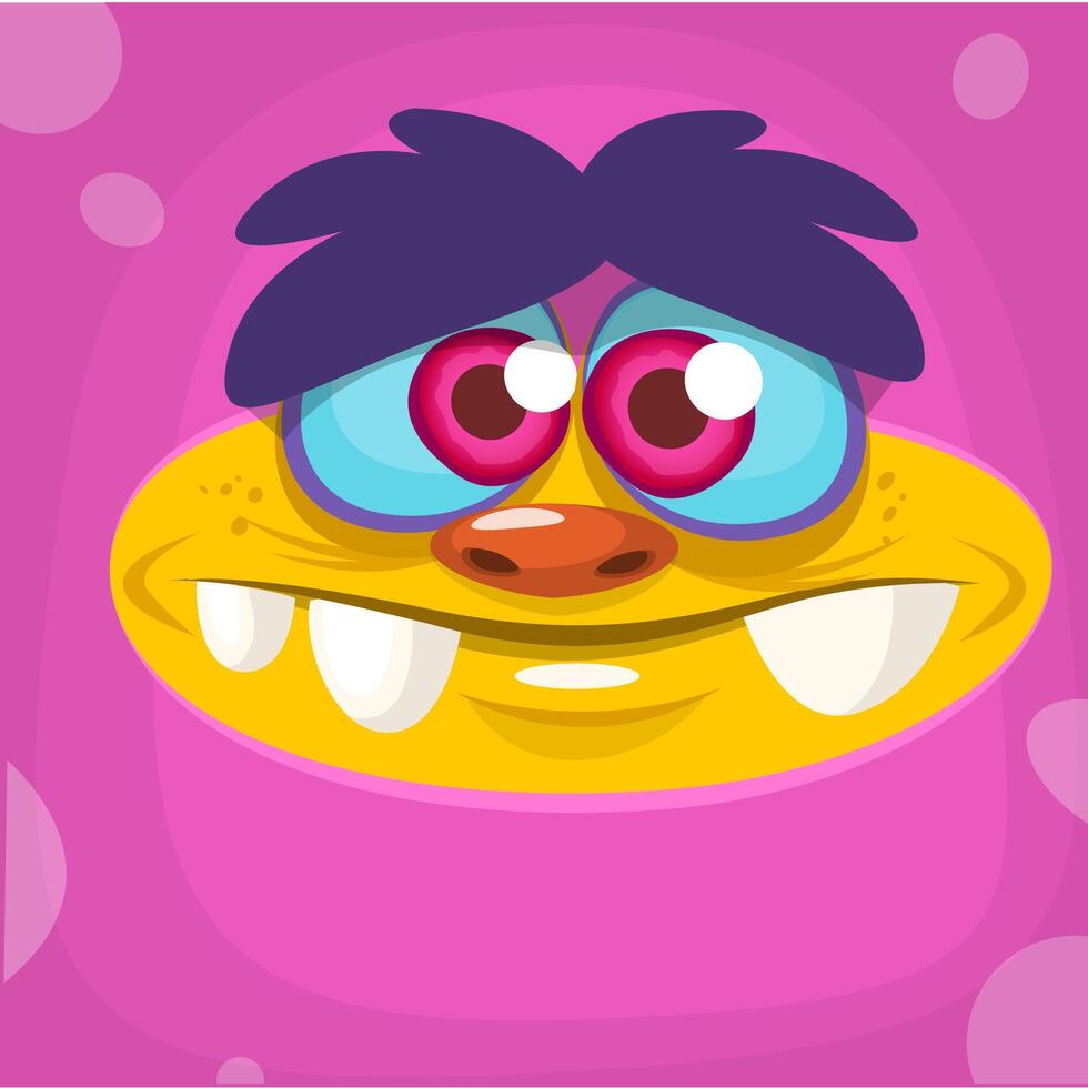 Cartoon monster face. Halloween monster avatar vector