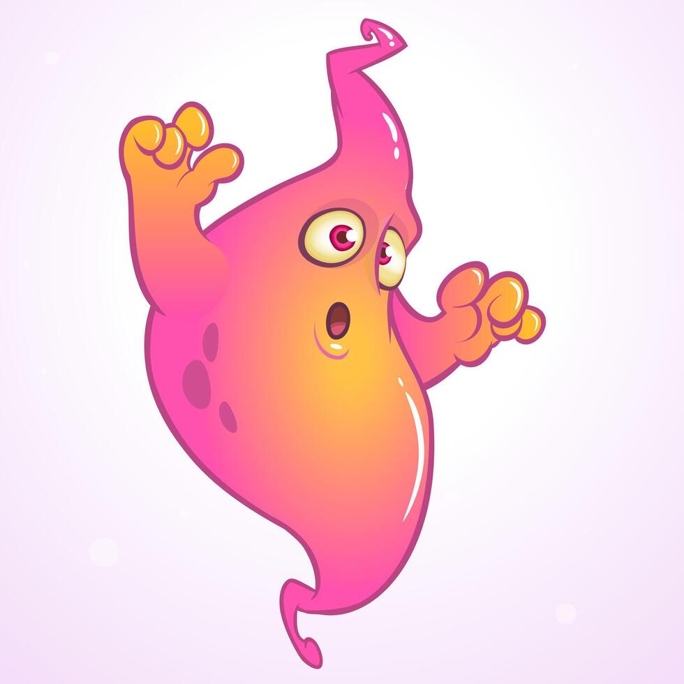Angry cartoon ghost. Halloween fat and green monster icon with claws vector