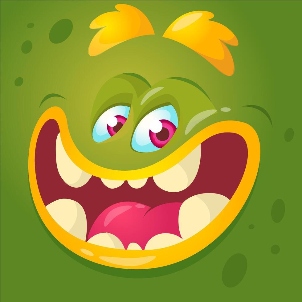 Cartoon monster face. Halloween monster avatar vector