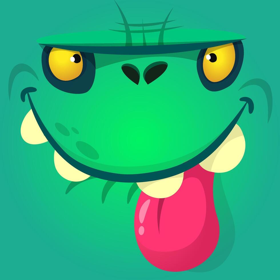 Cartoon zombie face. Halloween monster vector