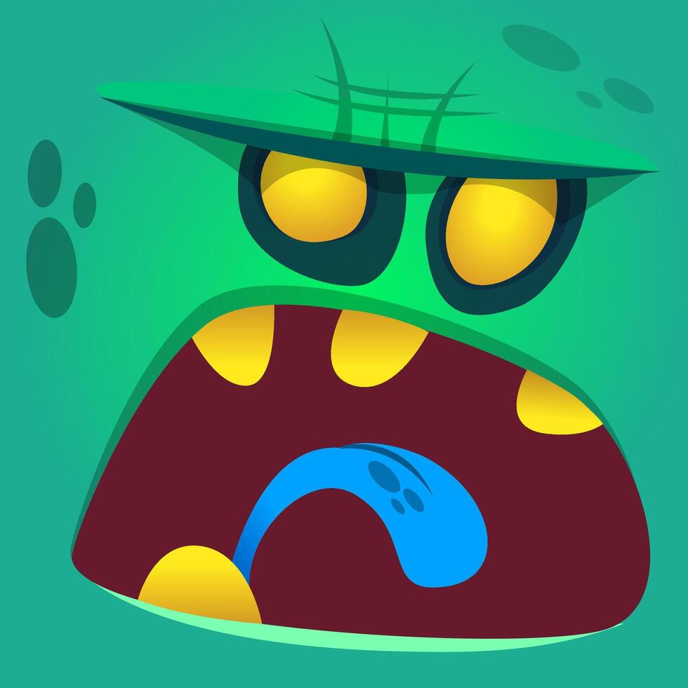 Cartoon zombie face. Halloween monster vector