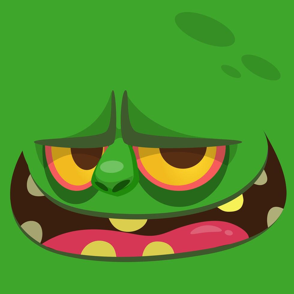 Cartoon zombie face. Halloween monster vector