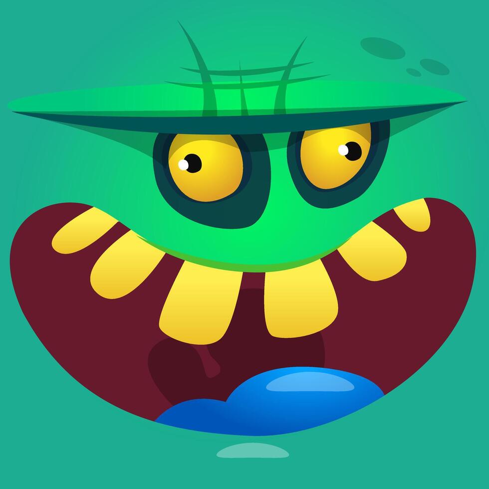 Cartoon zombie face. Halloween monster vector