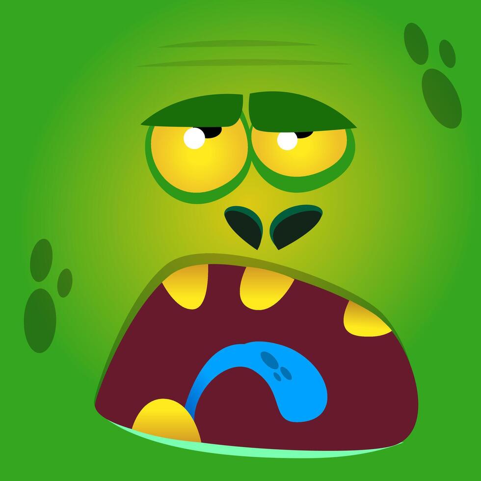 Cartoon zombie face. Halloween monster vector