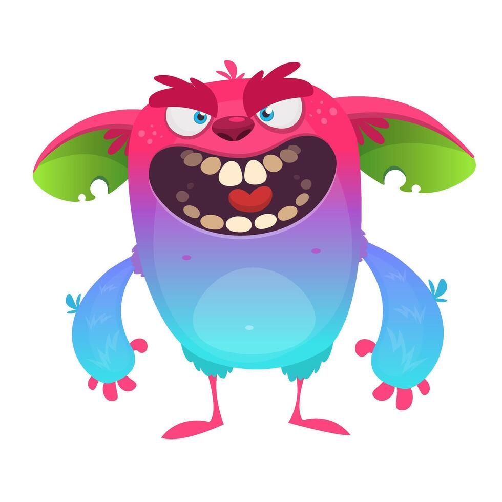 Cartoon angry monster character. illustration for Halloween vector
