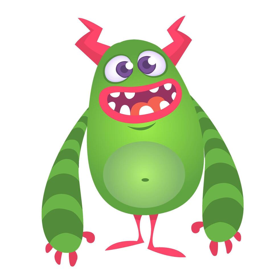 Funny cartoon monster character. Illustration of cute and happy alien creature for Halloween party vector