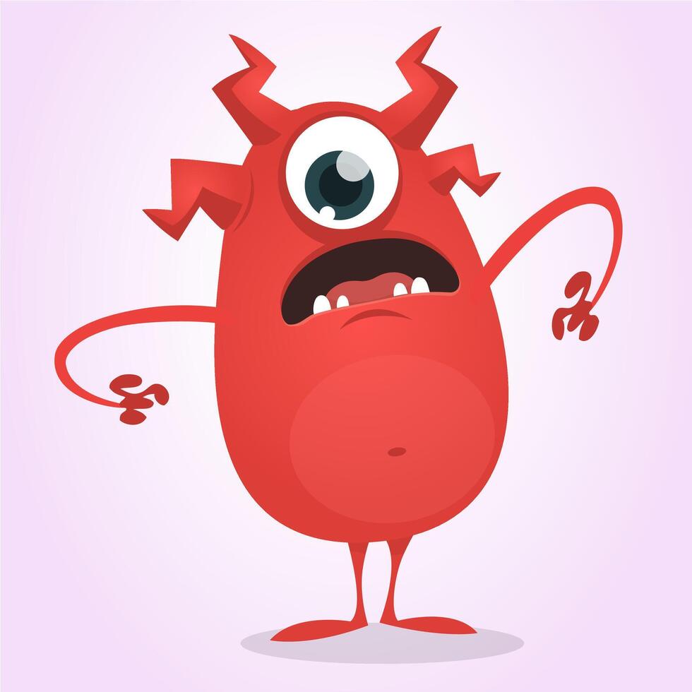 Funny cartoon monster character. Illustration of cute and happy alien creature for Halloween party decoration or package design vector
