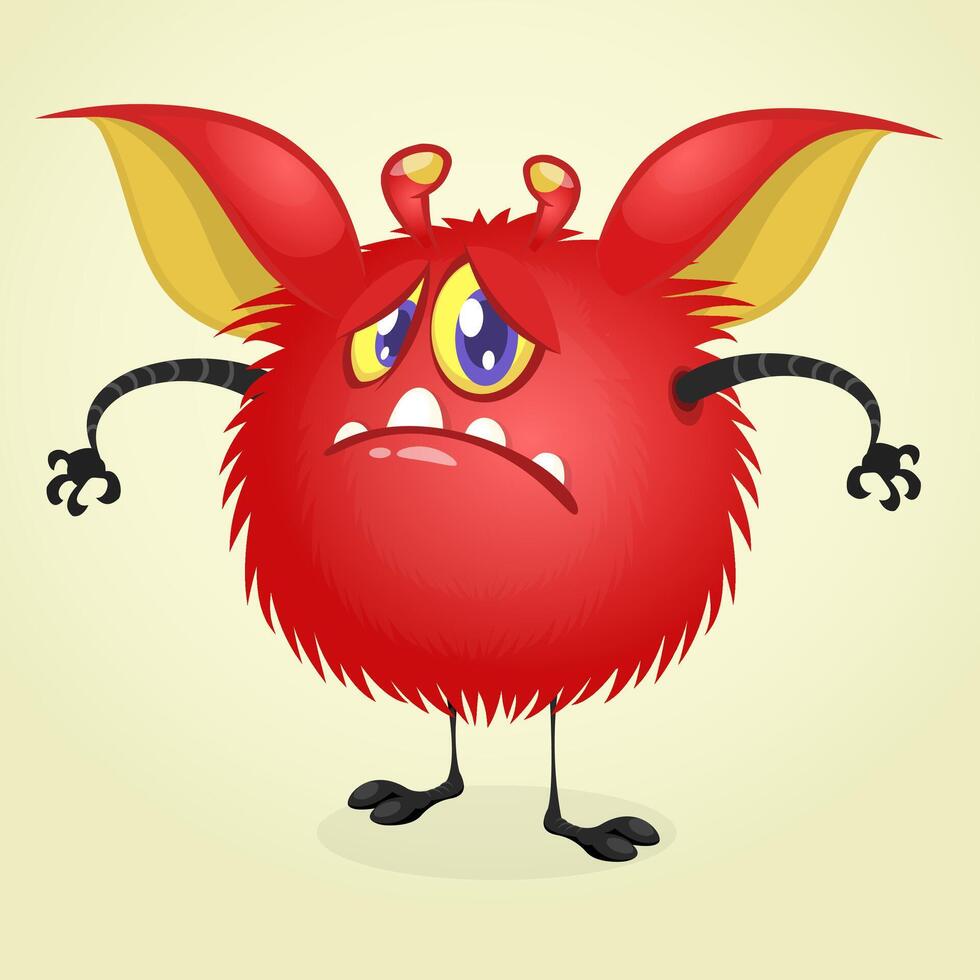 Funny cartoon monster character. Illustration of cute and happy alien creature for Halloween party decoration or package design vector