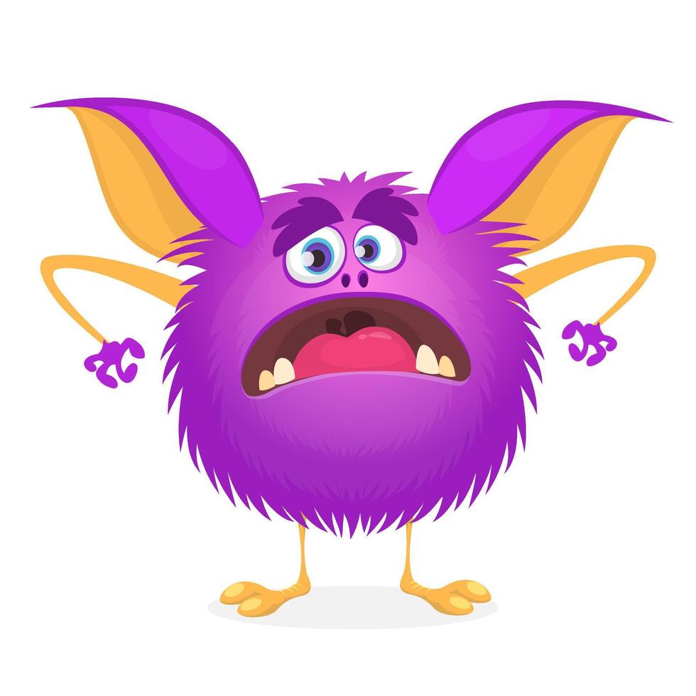 Funny cartoon monster character. Illustration of cute and happy alien creature for Halloween party decoration or package design vector