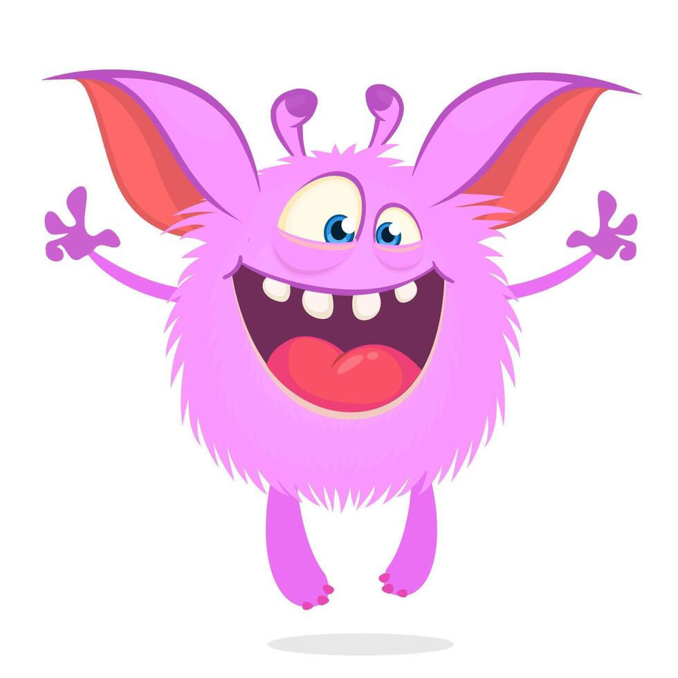Funny cartoon monster character. Illustration of cute and happy alien creature for Halloween party decoration or package design vector
