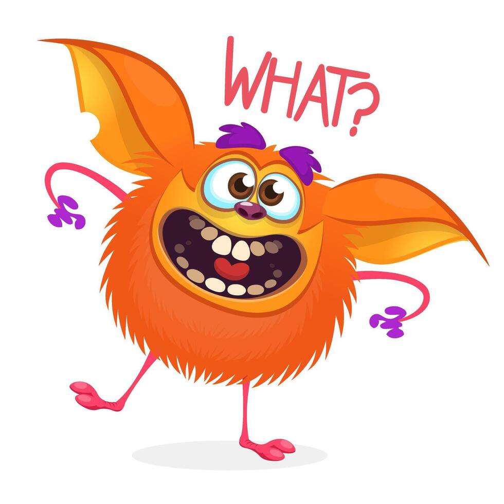 Funny cartoon monster character. Illustration of cute and happy alien creature for Halloween party decoration or package design vector