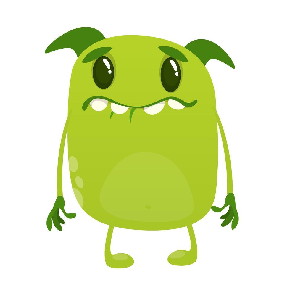 Funny cartoon monster character. Illustration of cute and happy alien creature for Halloween party decoration or package design vector
