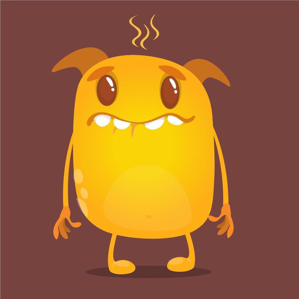 Funny cartoon monster character. Illustration of cute and happy alien creature for Halloween party decoration or package design vector