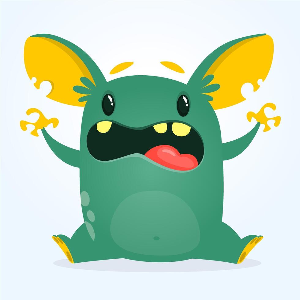 Funny cartoon monster character. Illustration of cute and happy alien creature for Halloween party decoration or package design vector