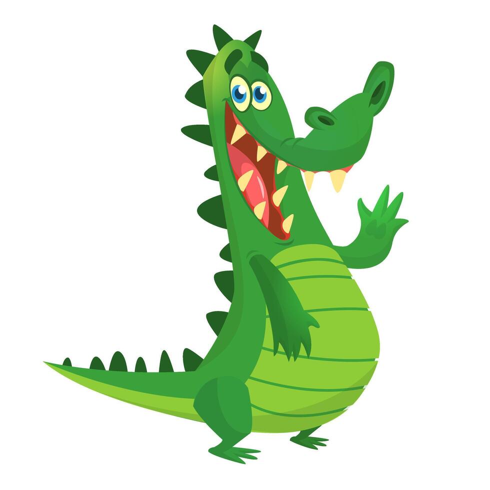 Cute cartoon crocodile. illustration of a green crocodile vector