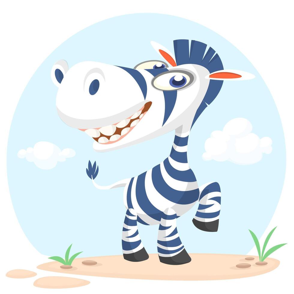 Cute cartoon zebra character vector
