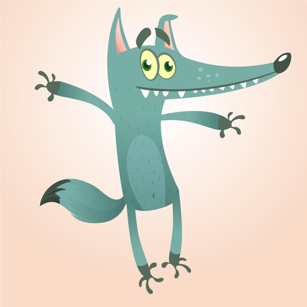 Cartoon wolf character. illustration isolated on white. Icon design vector