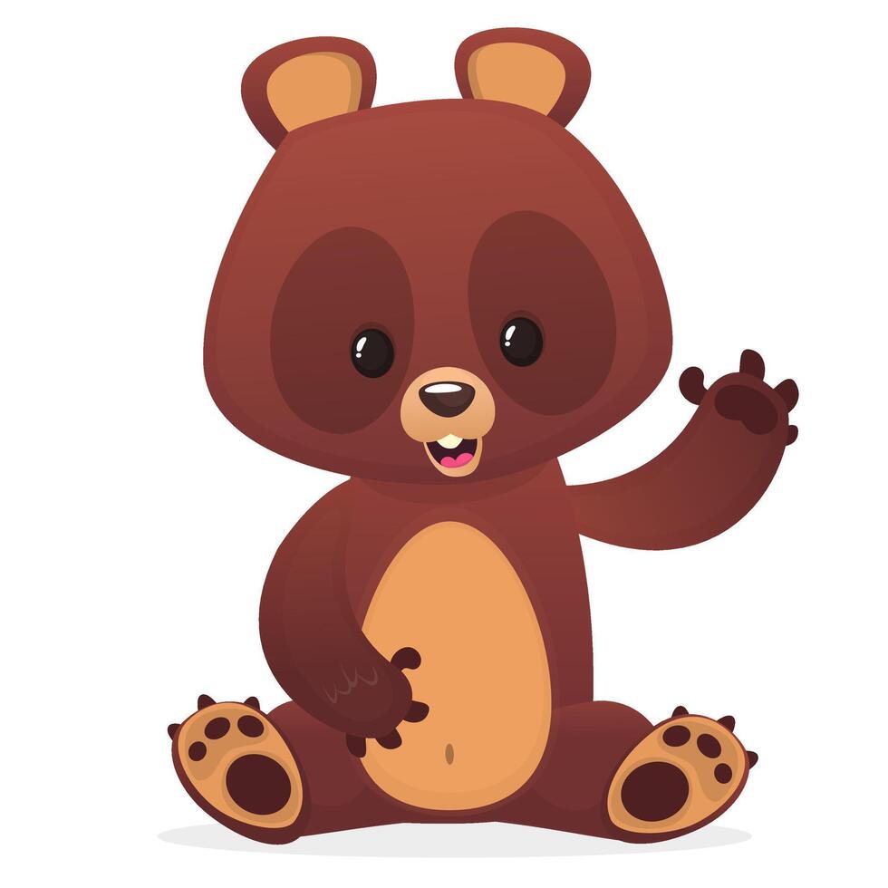 Funny cartoon bear standing illustration vector