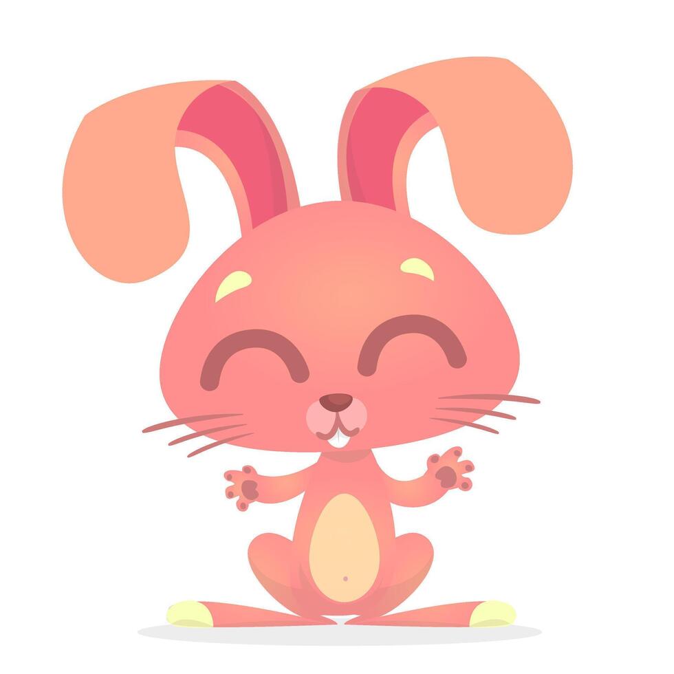 Cute cartoon pink rabbit. Farm animals. illustration of a bunny. Easter character vector